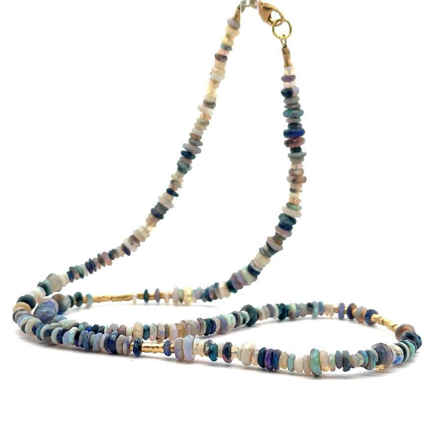18 karat Yellow Gold and Opal Beaded Necklace