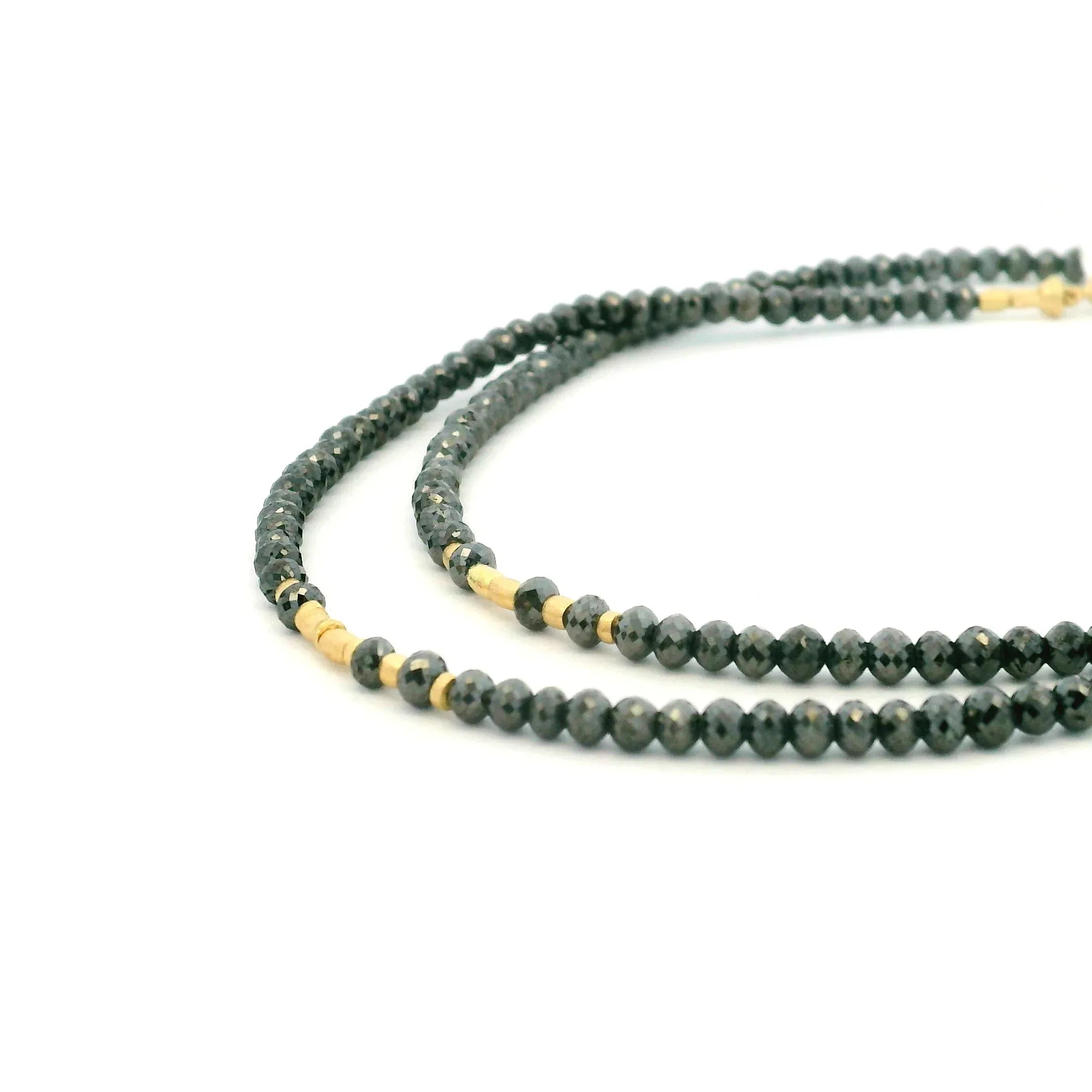 18 Karat Yellow Gold and Black Diamond Necklace