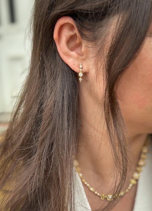 18 Karat Yellow Gold and Diamond Earrings