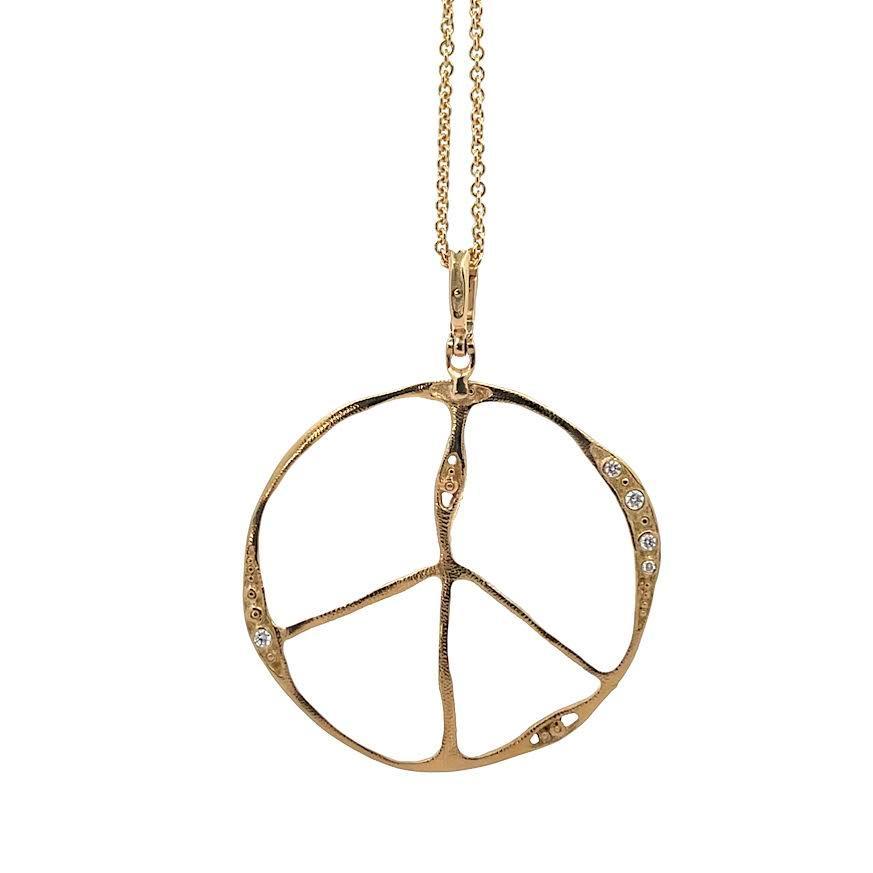アクセサリー careering tripster peace piece SV/YW 18 karat Yellow Gold and Diamond Peace Sign, Small – Von Bargen's