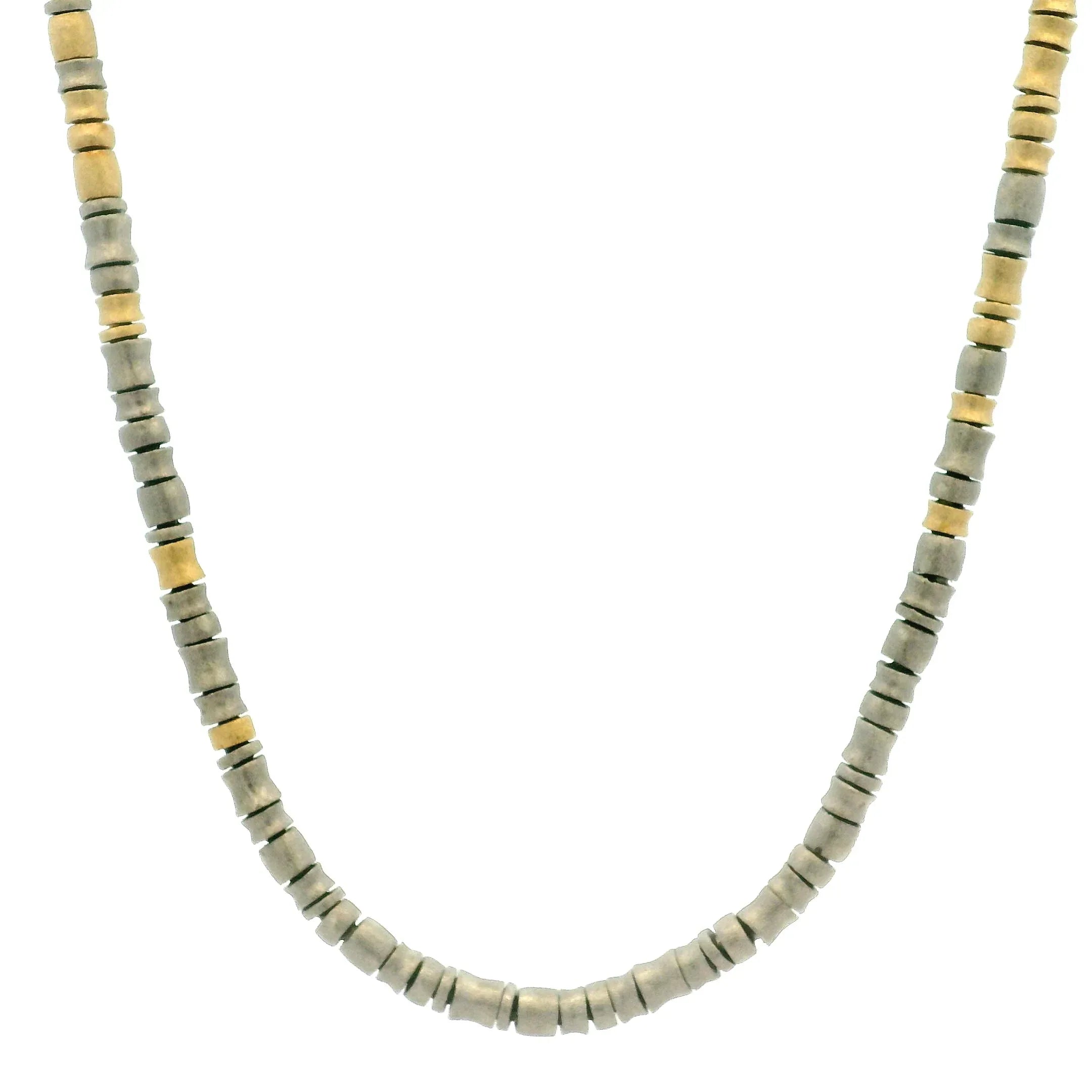 18 Karat Yellow and White Gold Beaded Necklace