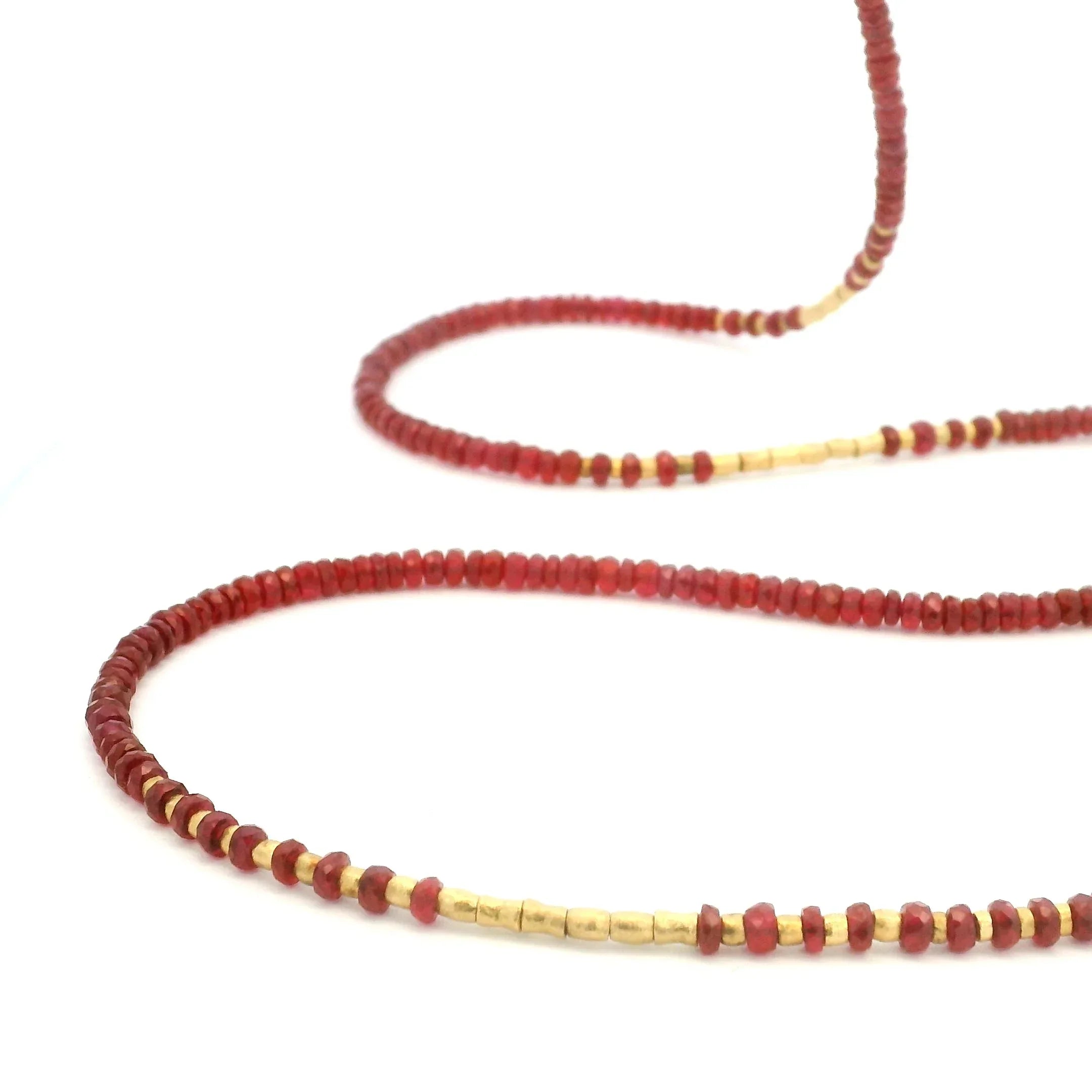 Yellow Gold and Ruby Beaded Strand