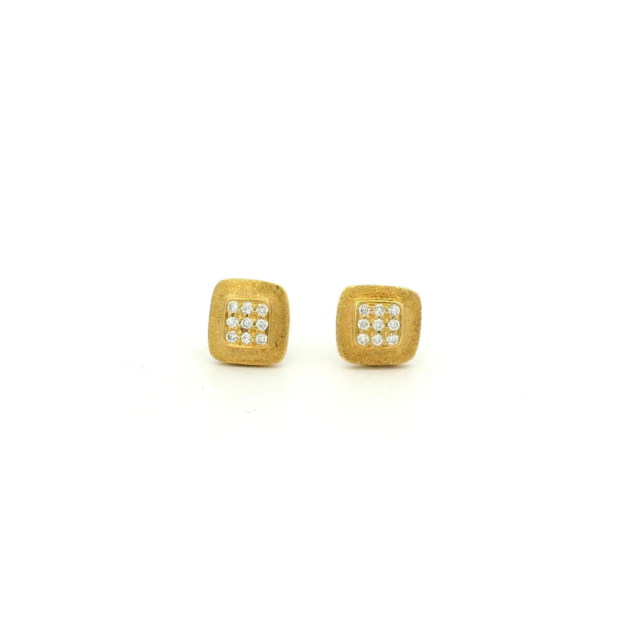 Yellow Gold and Diamond Stud Earrings
