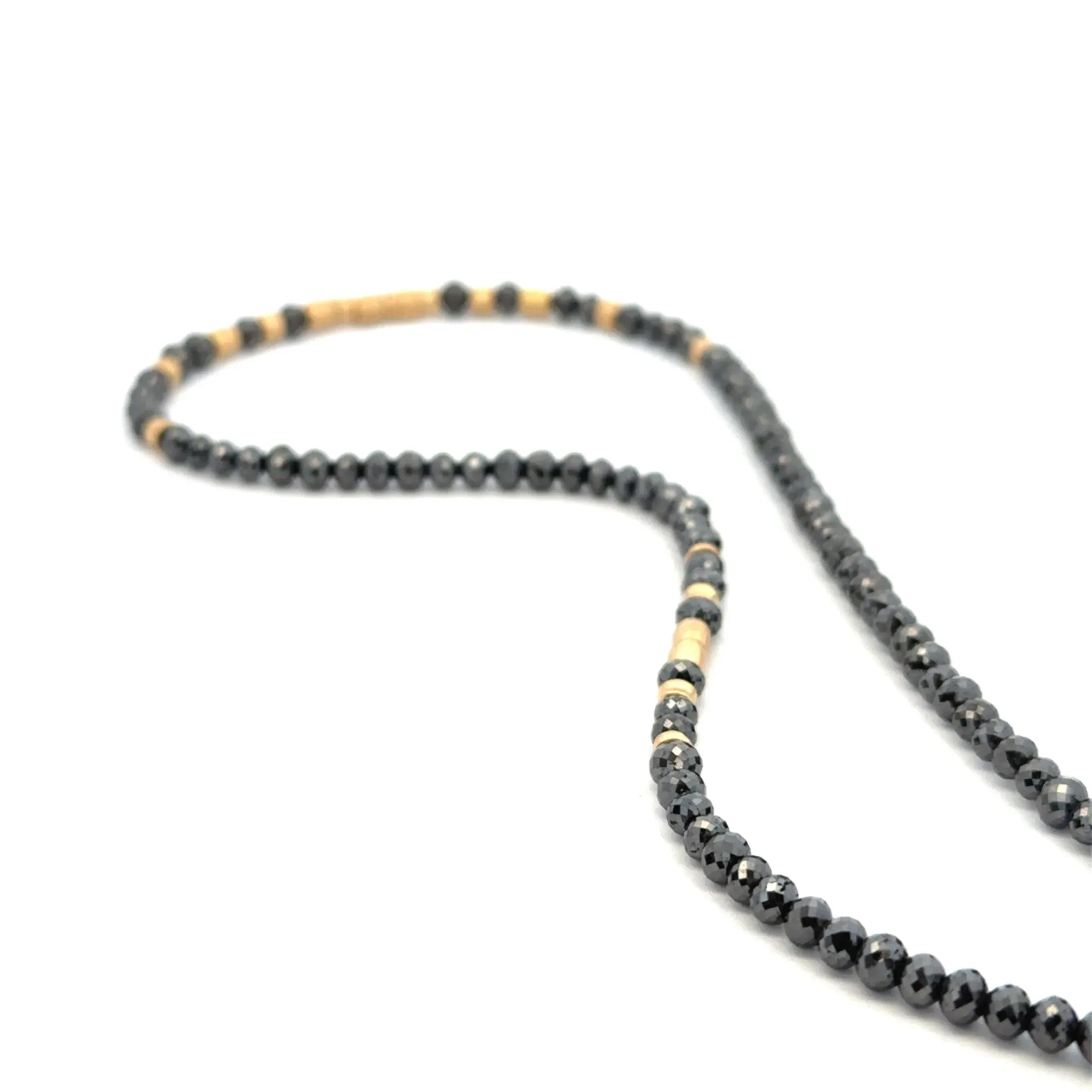 17" Black Diamond and 18 Karat Yellow Gold Necklace