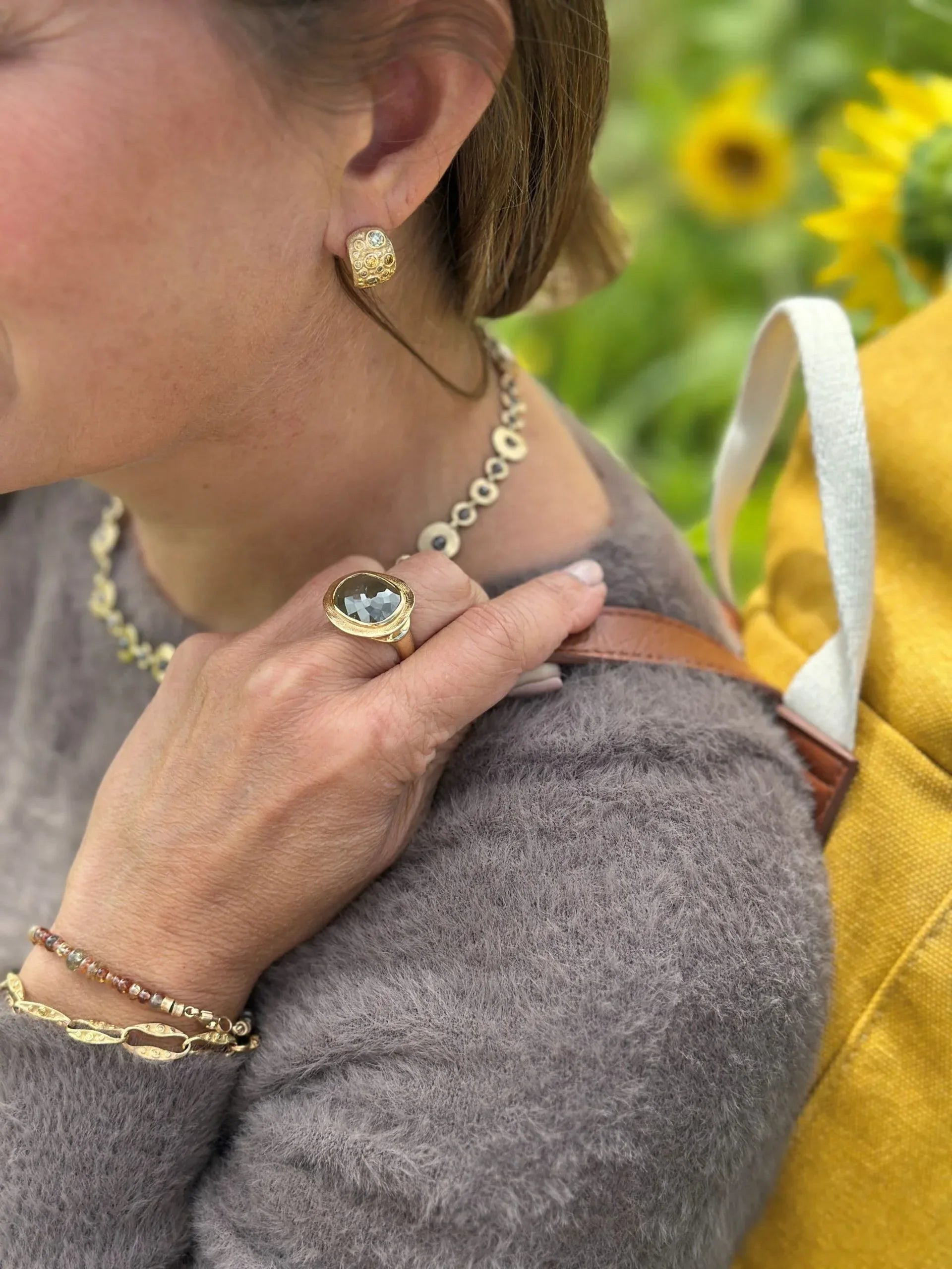 18 karat Yellow Gold and Diamond Hoops
