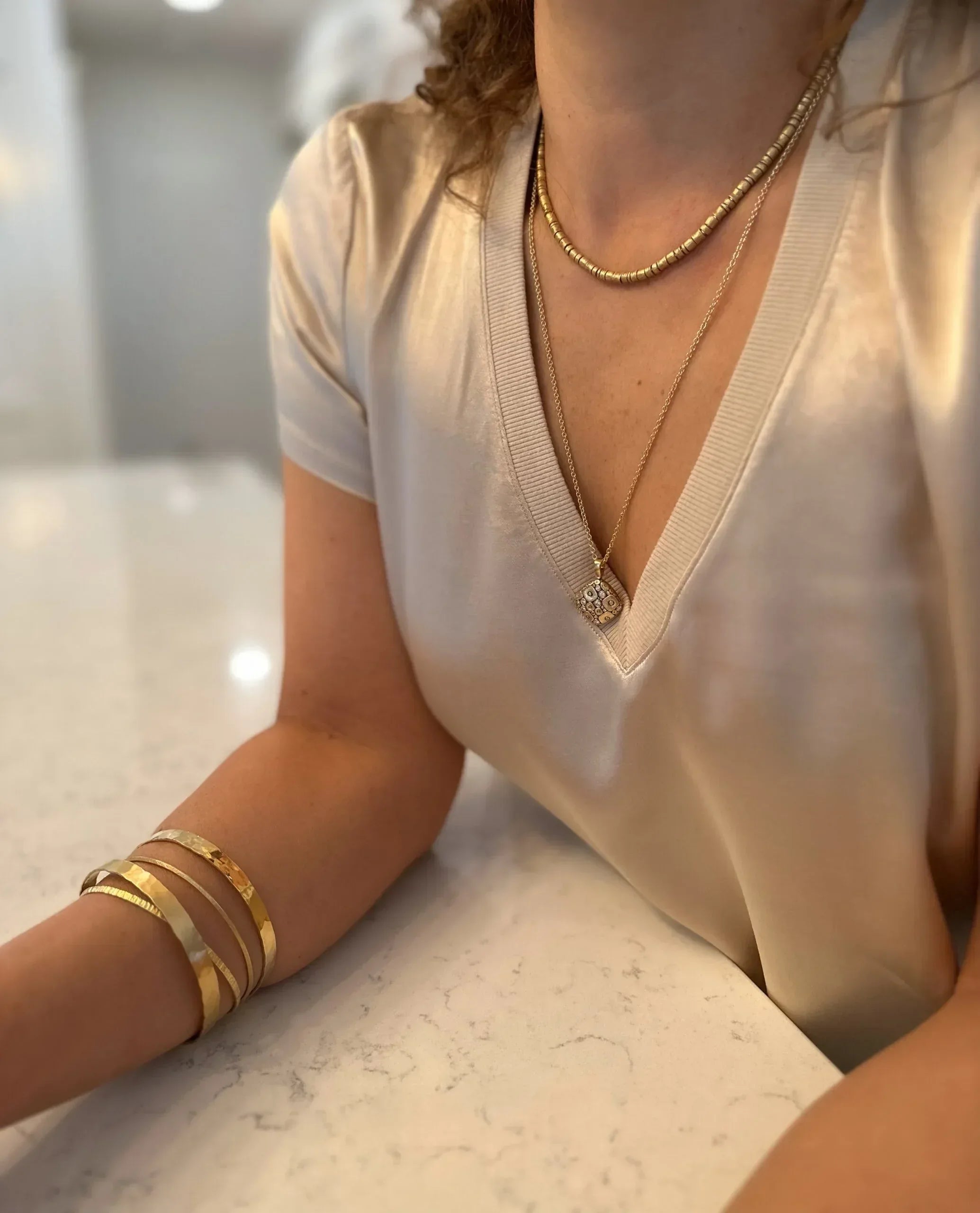 18 karat Yellow Gold Organic Large Beaded Necklace