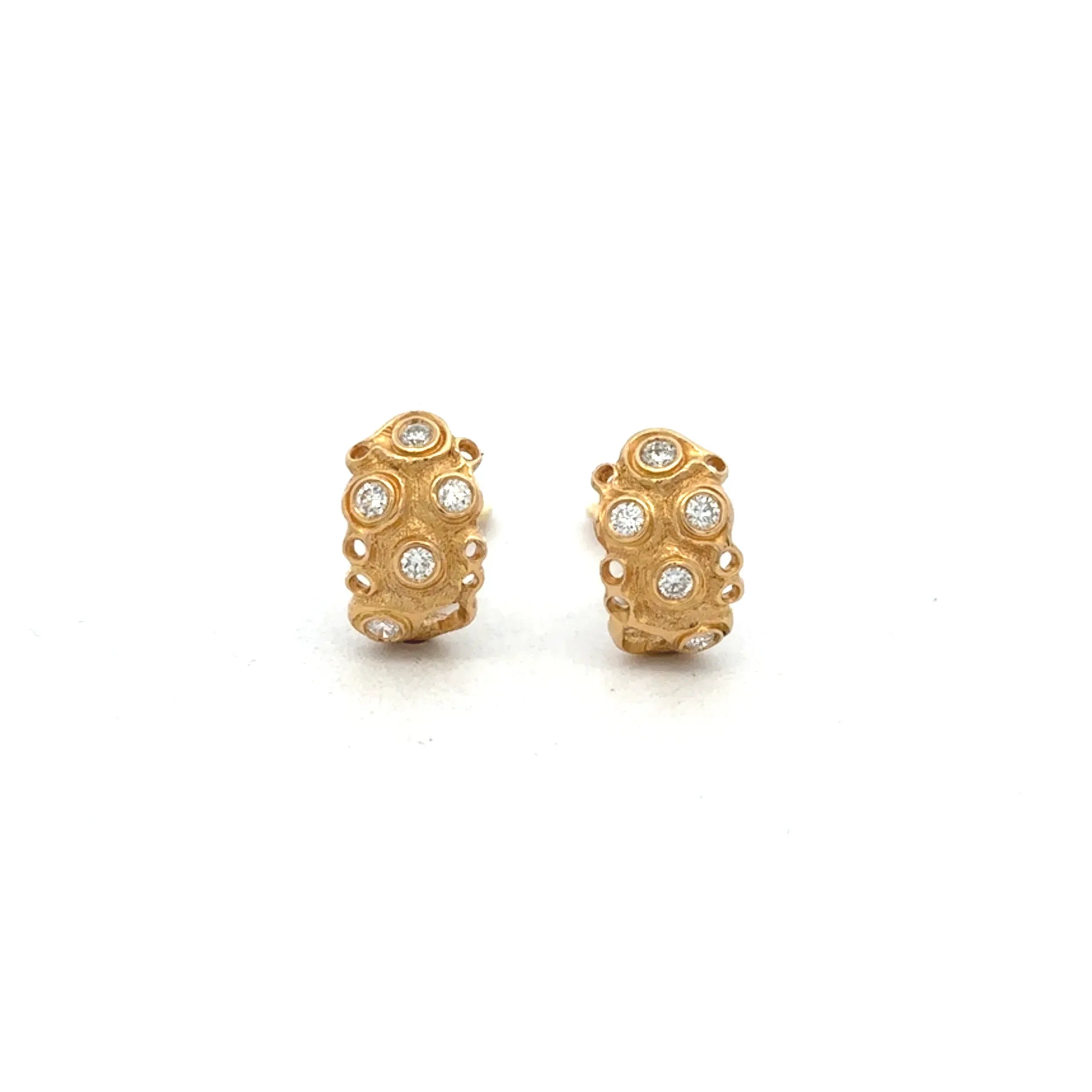 Gold Domed Diamond Earrings