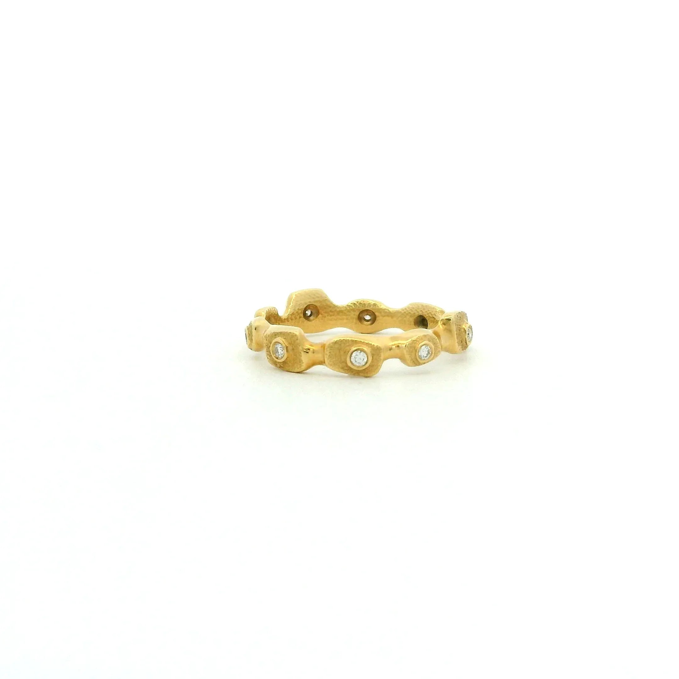 Organic Yellow Gold and Diamond Stacking Ring