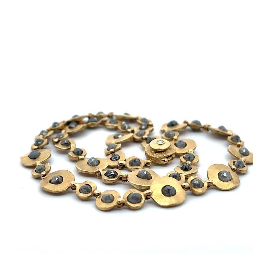 18 karat Yellow Gold and Gray Diamond Necklace