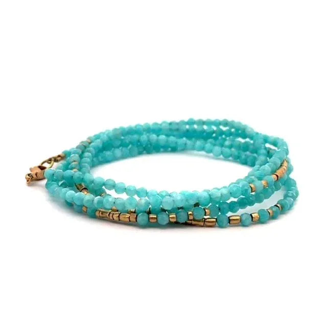 Amazonite and 18 karat Yellow Gold Necklace