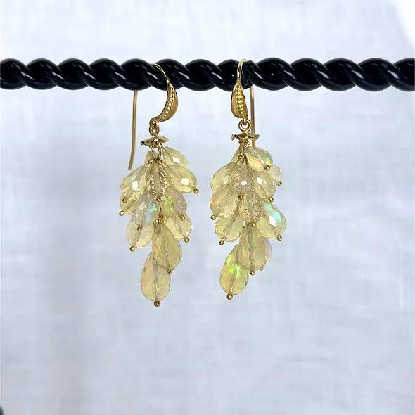 18 karat Yellow Gold and Opal Earrings