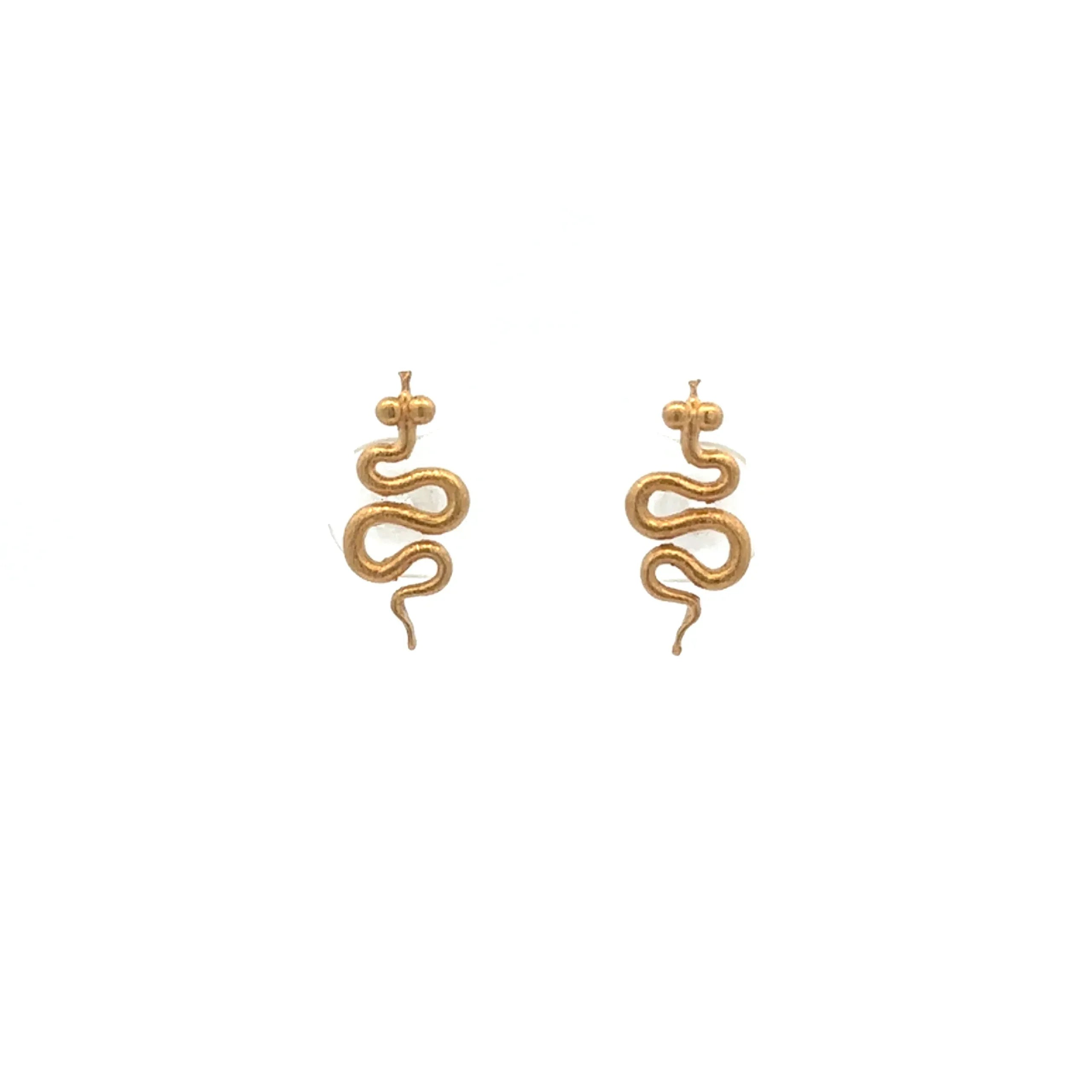 18 Karat Yellow Gold Snake Stud Earrings