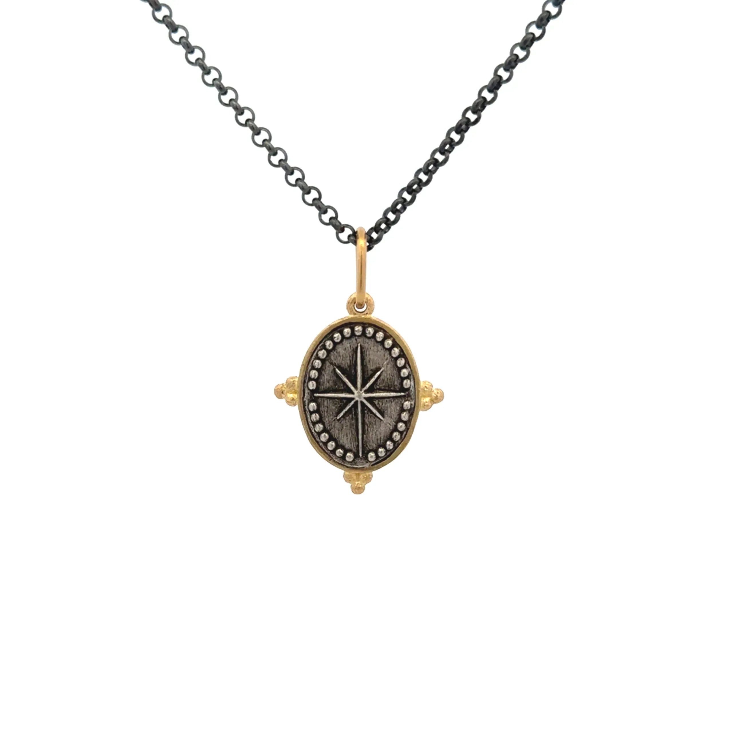 18 Karat Yellow Gold and Silver Owl Cham