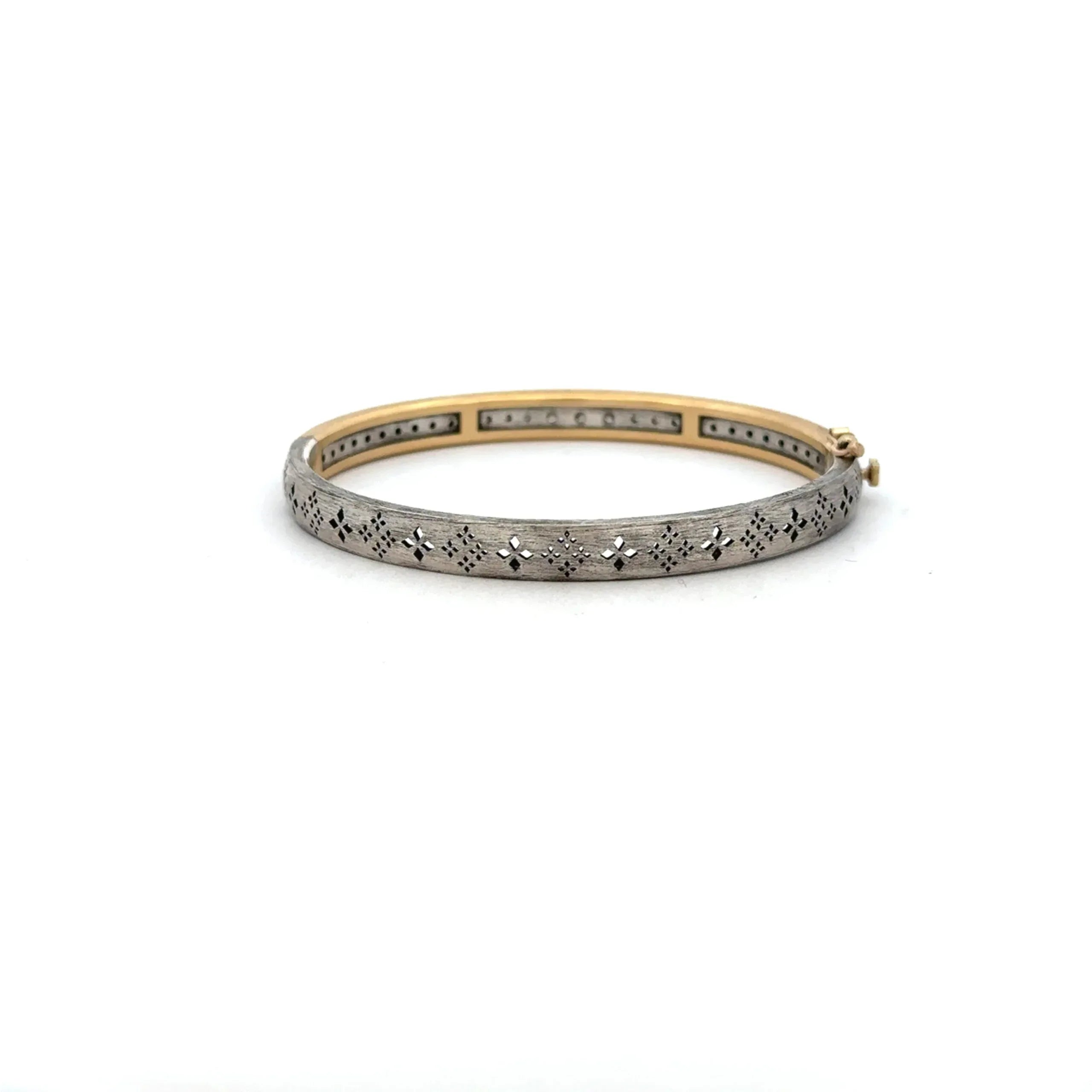 Mixed Metal Champagne Diamond Hinged Bracelet