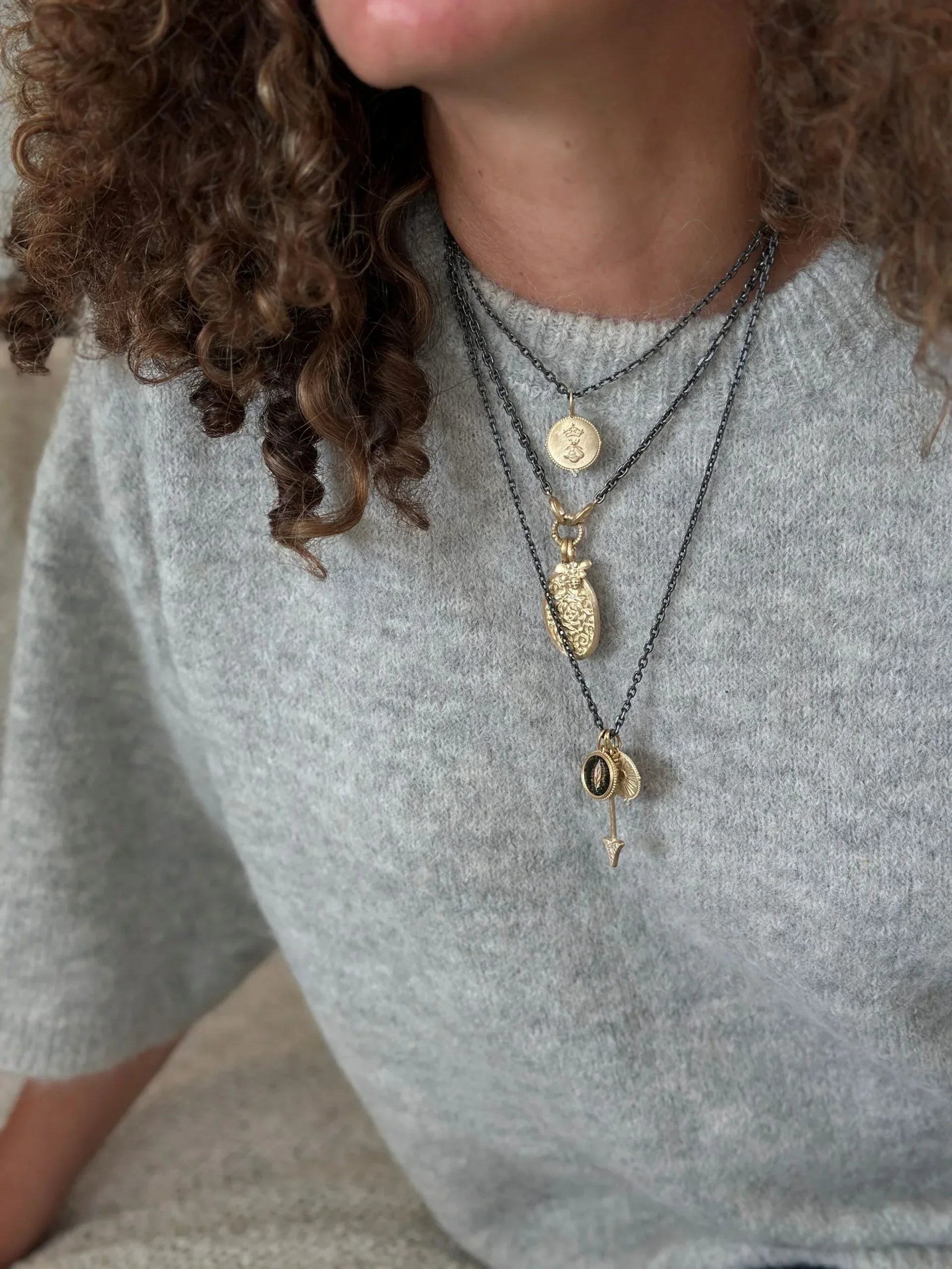 18 Karat Yellow Gold Hand Painted Feather Charm