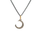 Oxidized Silver and Diamond Crescent Moon Charm
