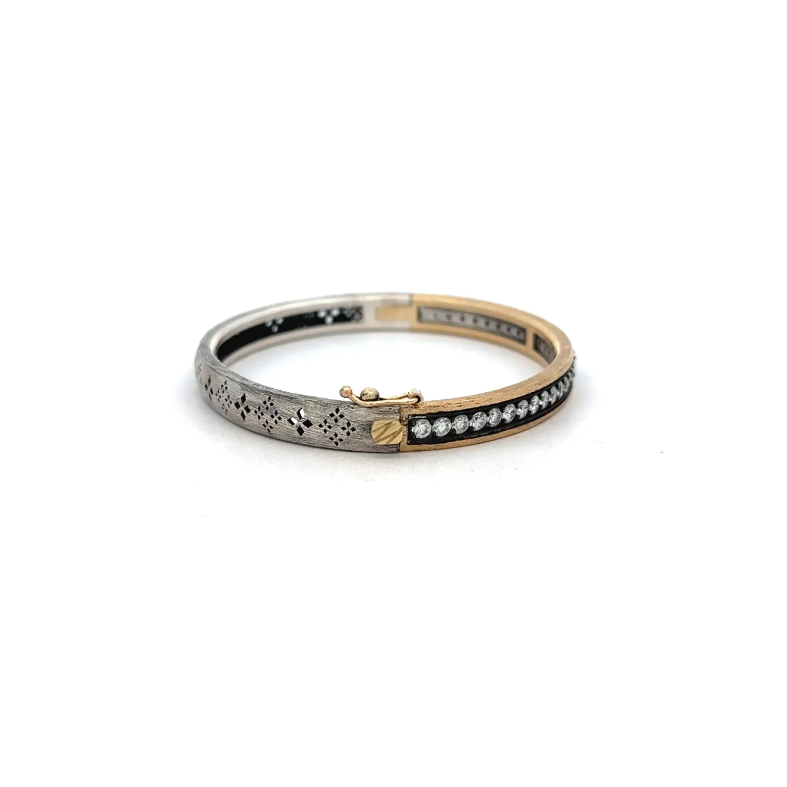 Mixed Metal Diamond Hinged Bracelet