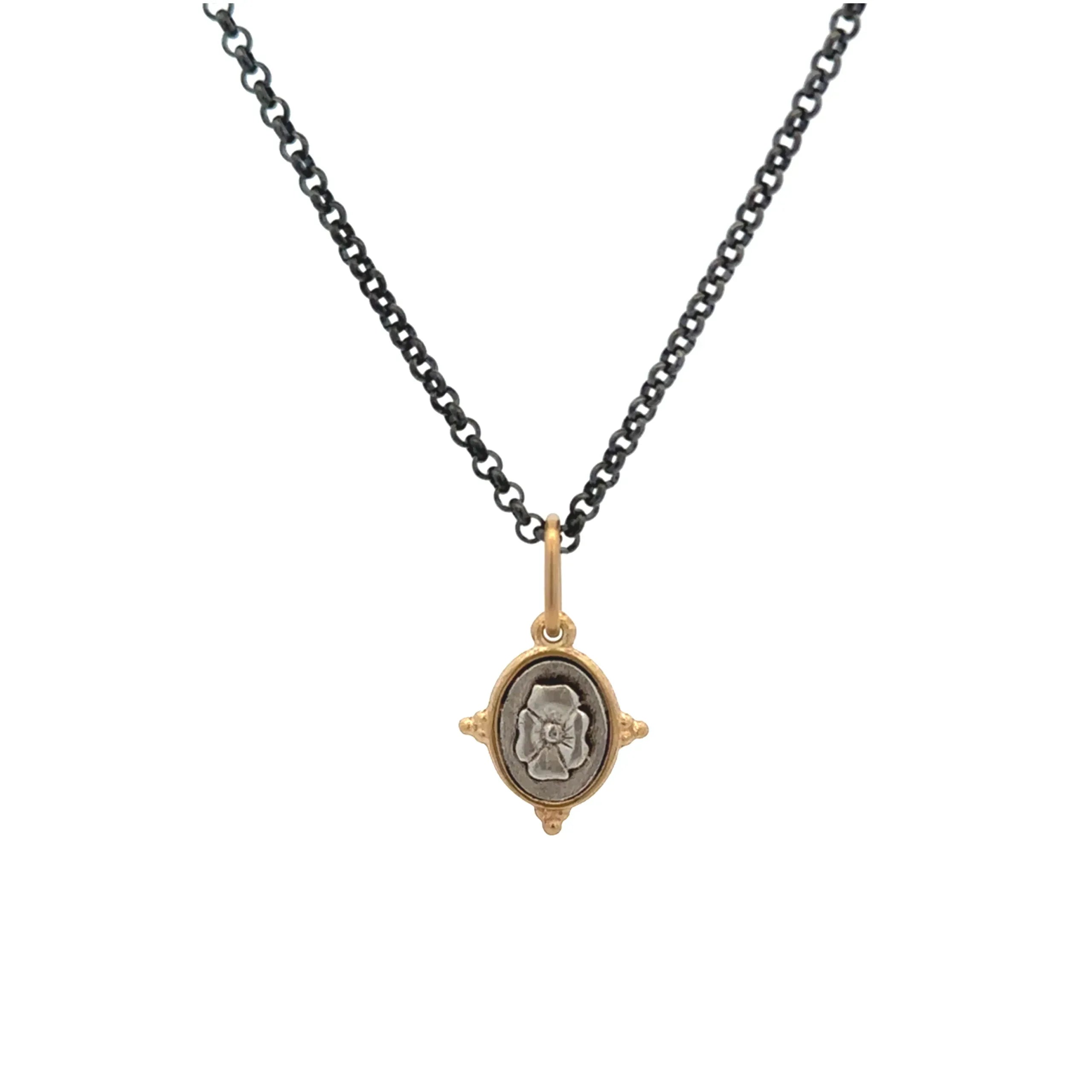 Sterling Silver and 18K Yellow Gold Skull Charm