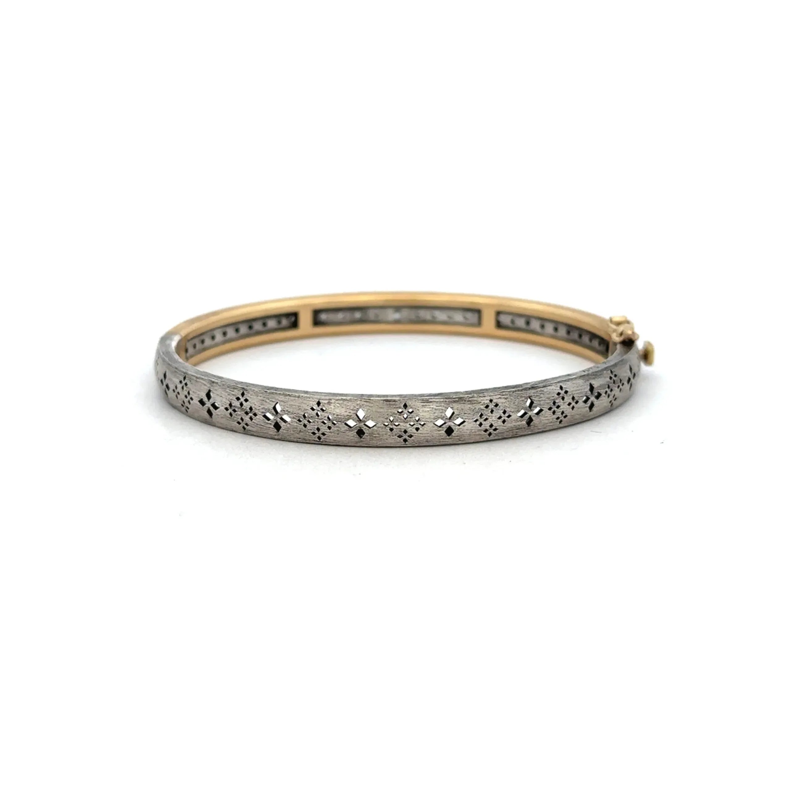 Mixed Metal Diamond Hinged Bracelet