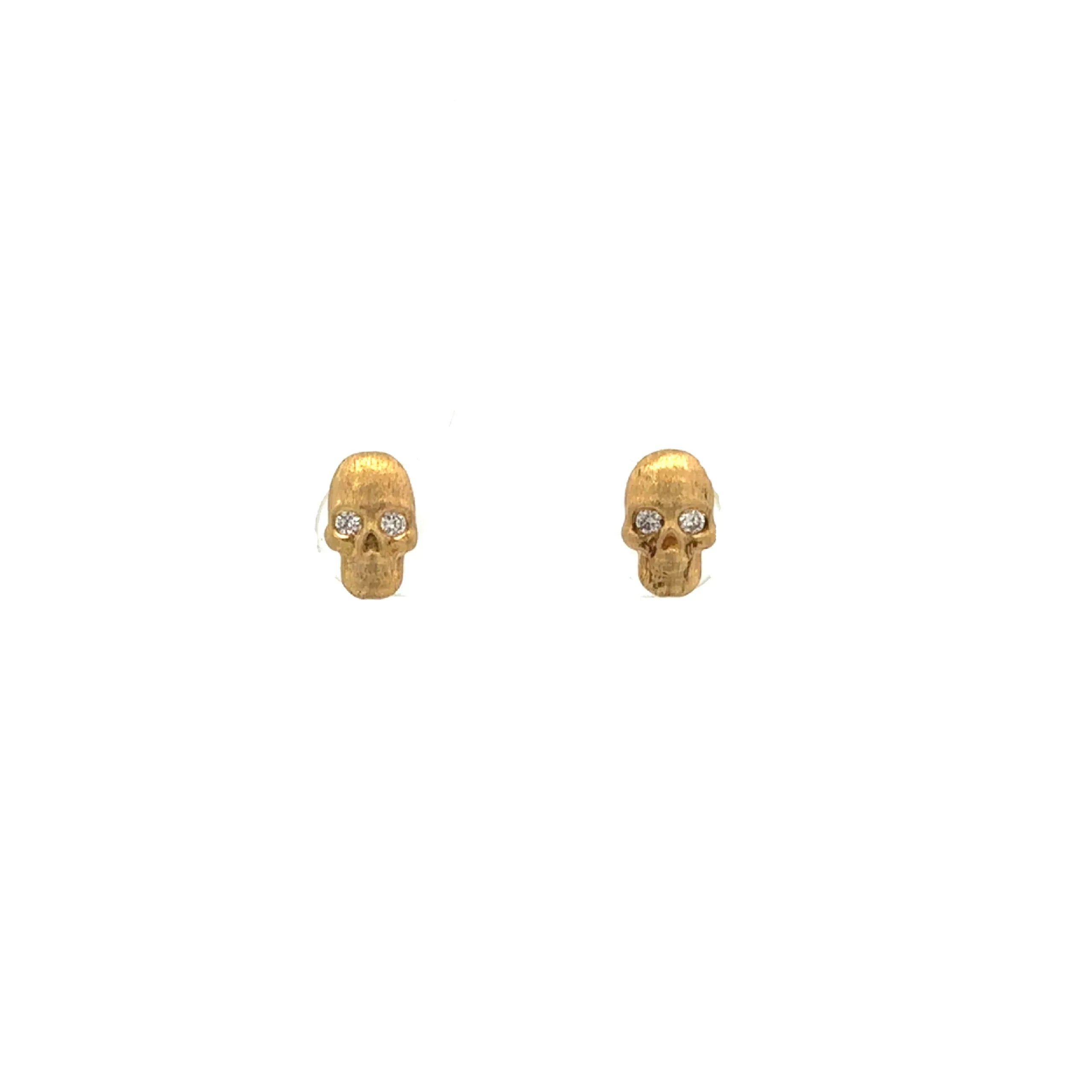 18 Karat Yellow Gold Skull Stud Earrings