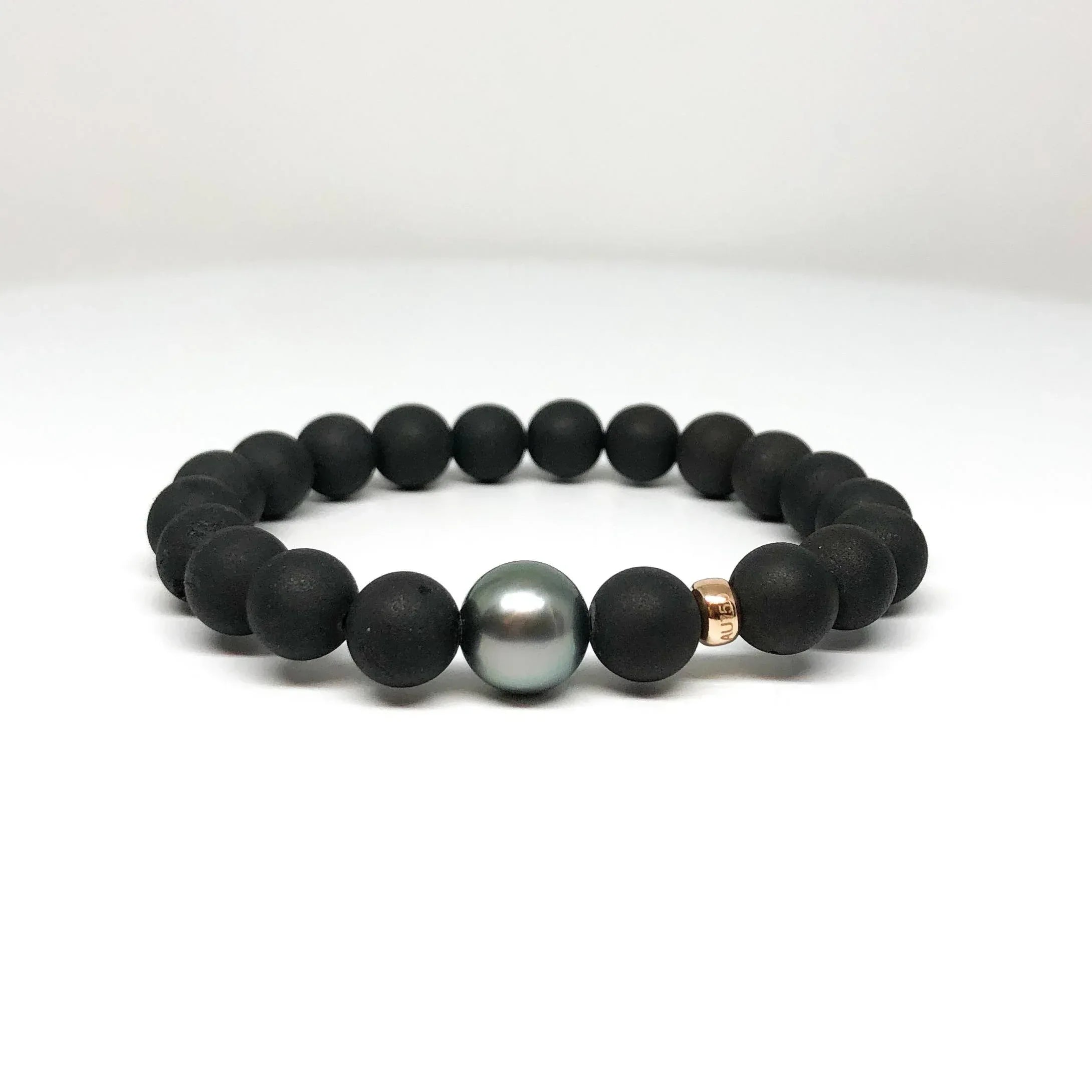Gray Tahitian Pearl and Agate Bracelet