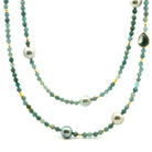 Yellow Gold Multi Color Tourmaline and Tahitian Pearl Necklace