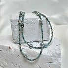 Yellow Gold Multi Color Tourmaline and Tahitian Pearl Necklace