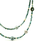 Yellow Gold Multi Color Tourmaline and Tahitian Pearl Necklace