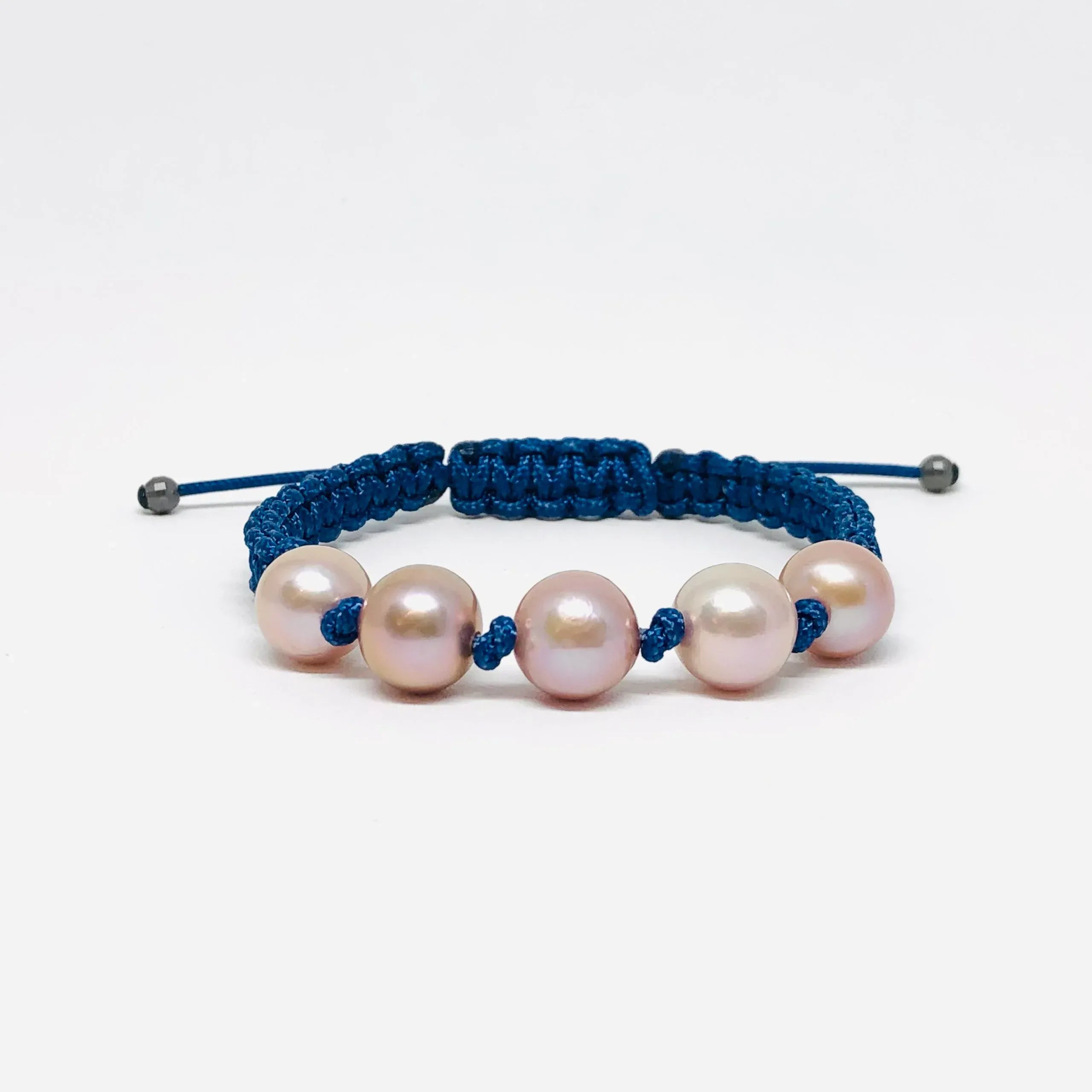 Blue Macrame Ming Cultured Pearl Bracelet