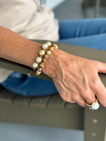 South Sea Pearl Beige Macrame Bracelet