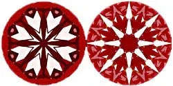 Two red decorative items with intricate patterns on a white background