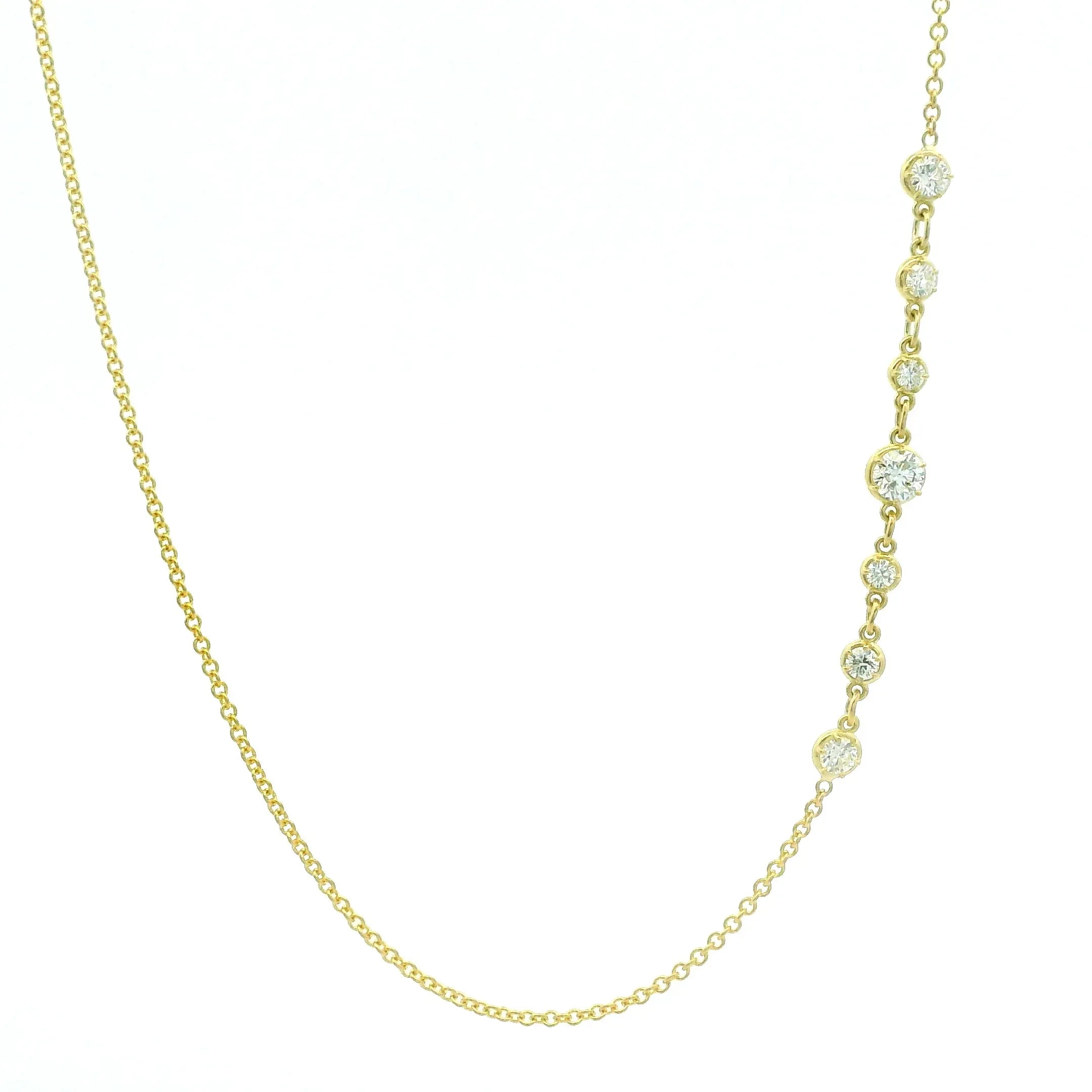 Yellow Gold and Diamond Station Chain