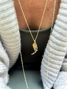 Yellow Gold and Diamond 1" Crescent Charm