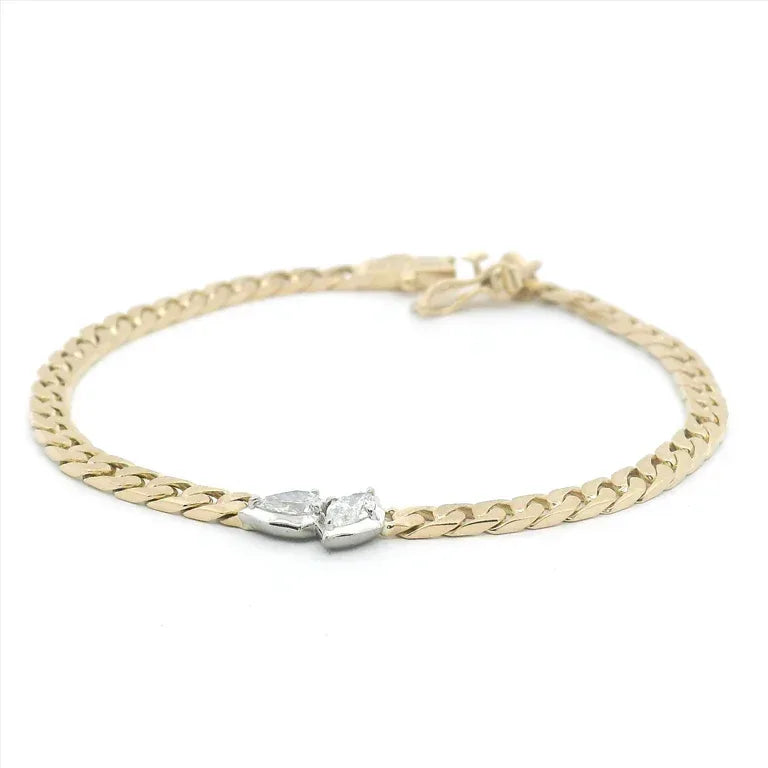 Yellow Gold, Platinum and Diamond Posey Curb Bracelet