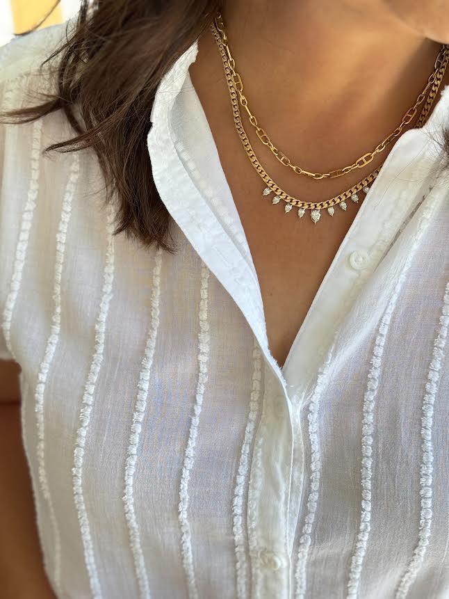 Yellow Gold, Platinum and Diamond Envoy Curb Necklace