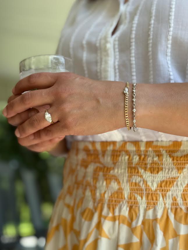Yellow Gold and Oval Diamond Ring