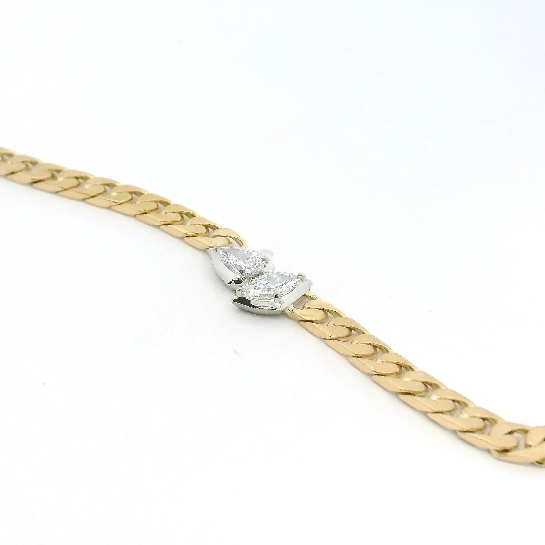 Yellow Gold, Platinum and Diamond Posey Curb Bracelet