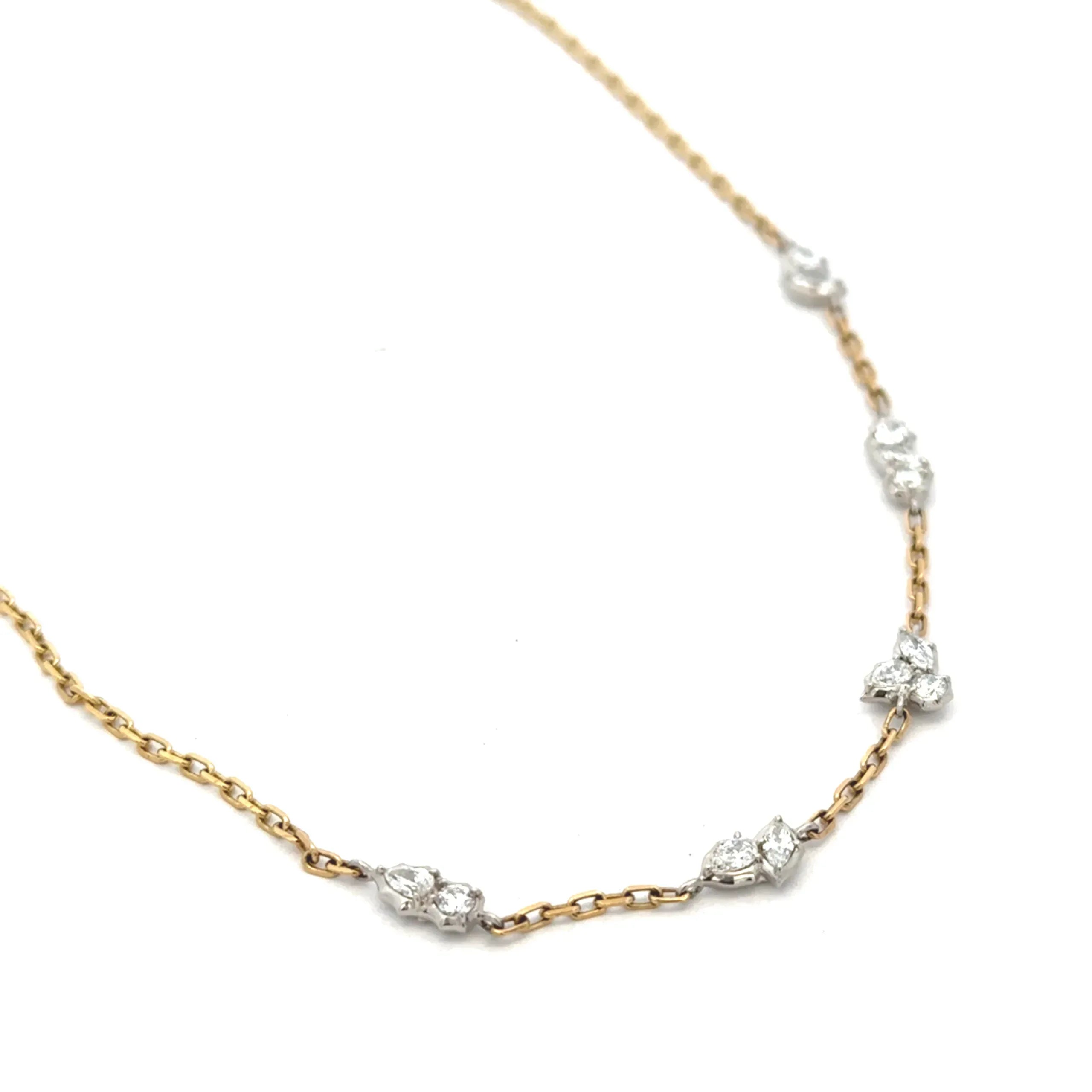 Two Tone 18 karat "Posey Station" Necklace