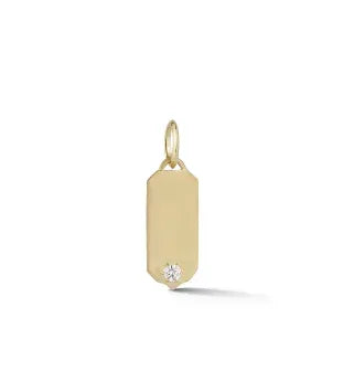 Yellow Gold and Diamond Tag Charm
