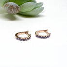 Rose Gold and Tanzanite Slim Hoop Earrings
