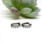 Blackened White Gold and Diamond Large Slim Hoops