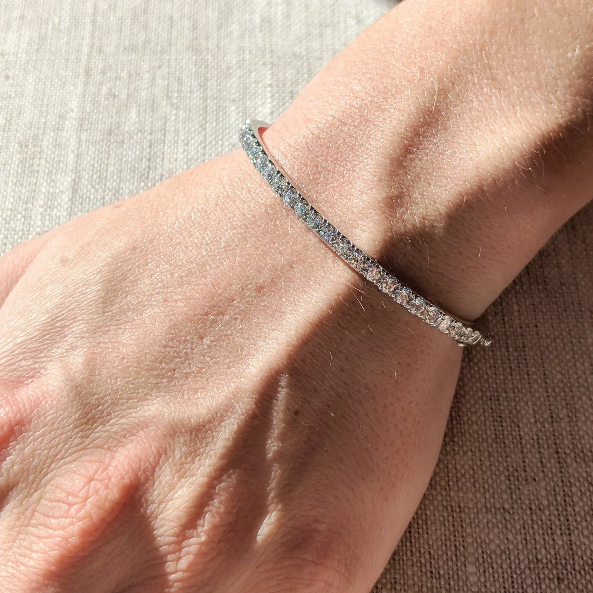Hinged White Gold and Diamond Bangle Bracelet