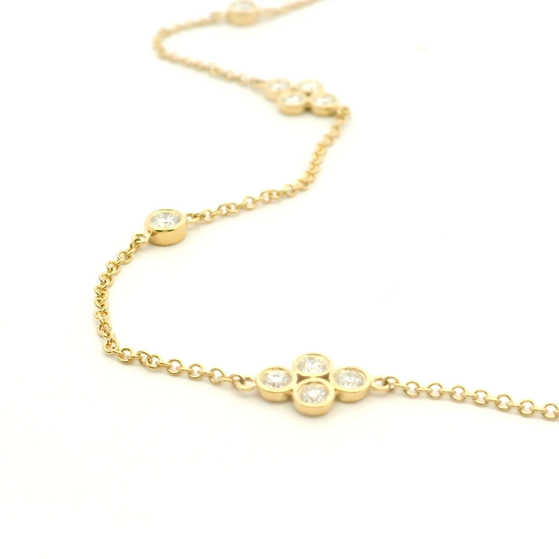 18 Karat Yellow Gold Diamond Quad Necklace