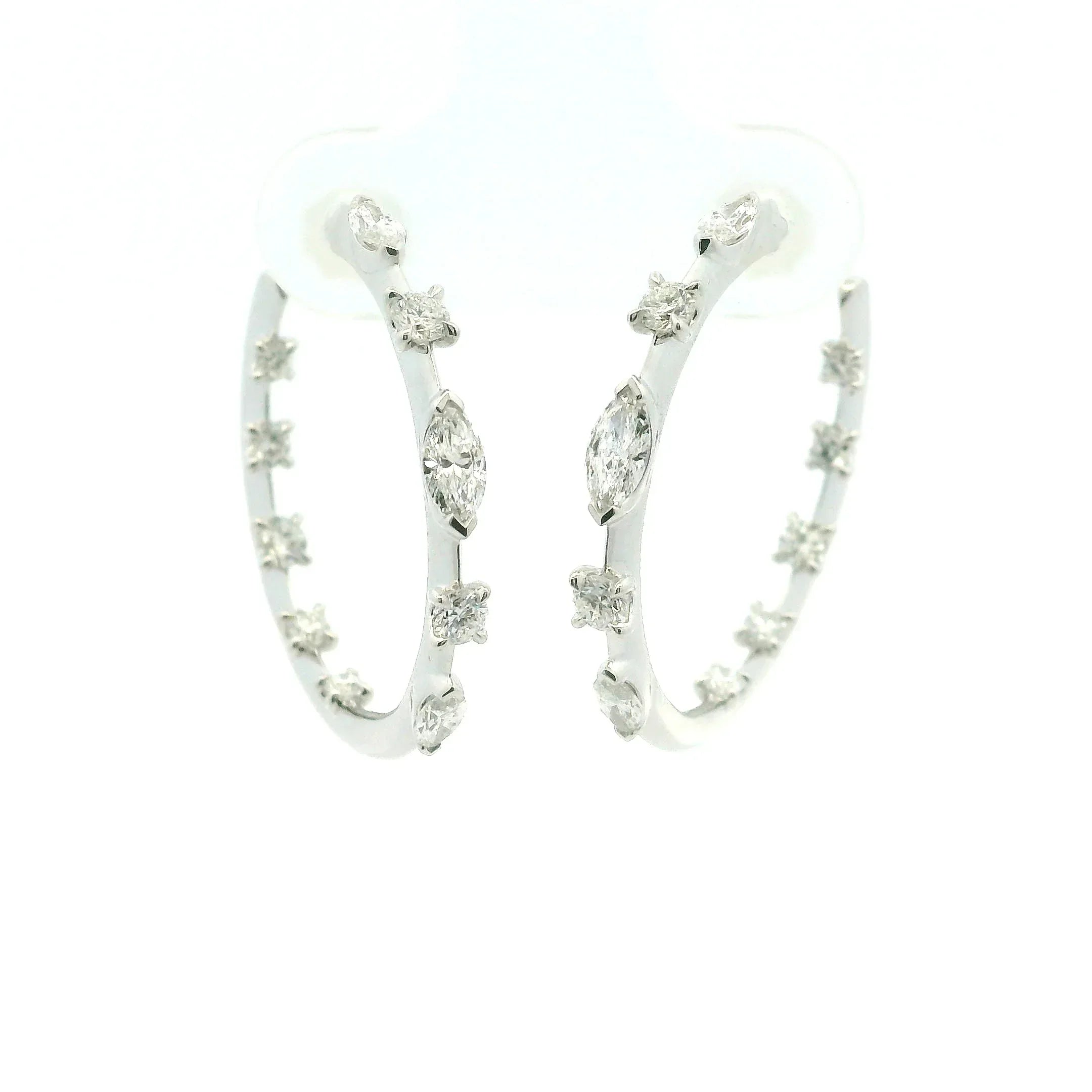 18 Karat White Gold "Starry Night" Hoops