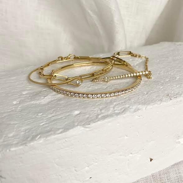Yellow Gold, Diamond Hinged Bangle Bracelet