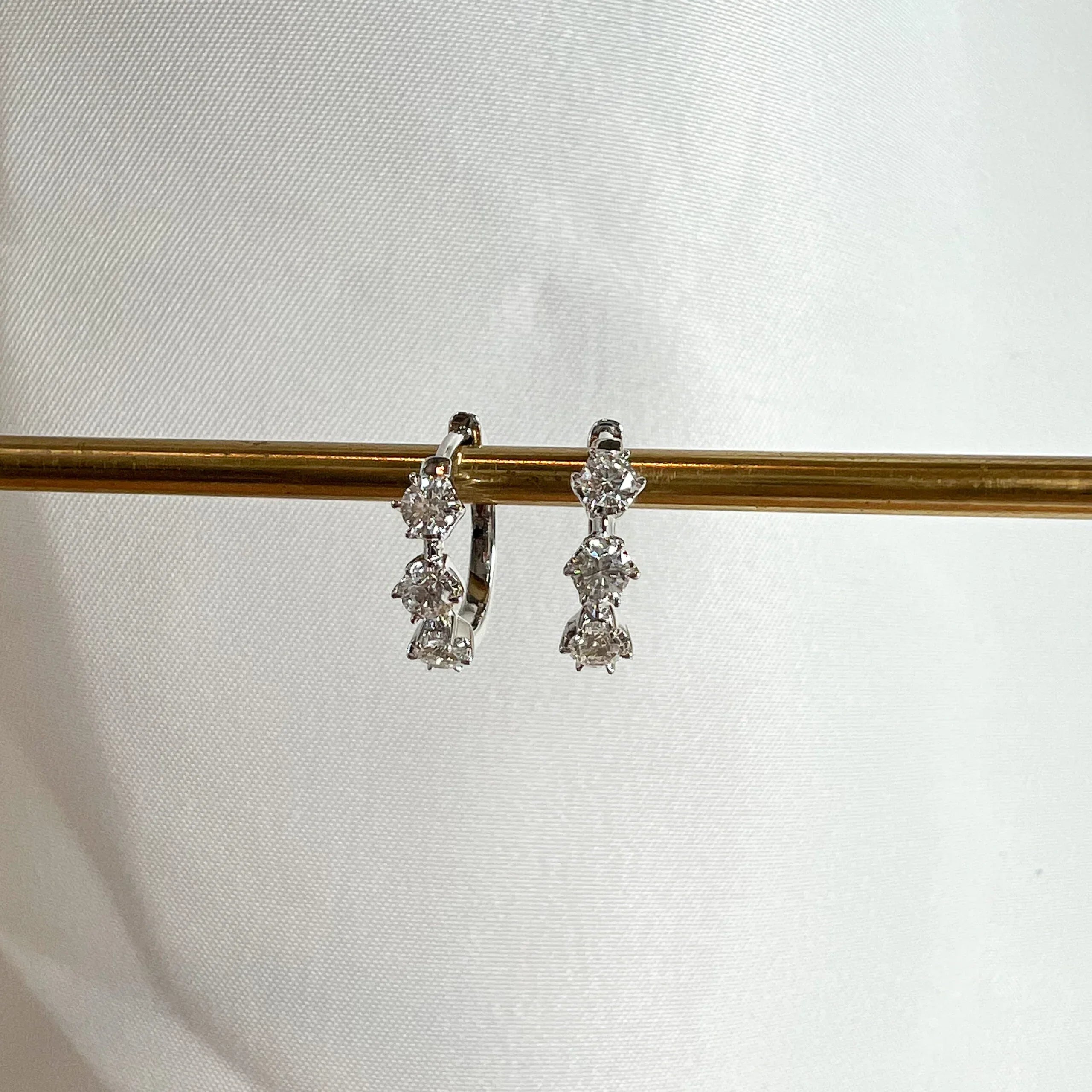 White Gold and Diamond Starry Hoops