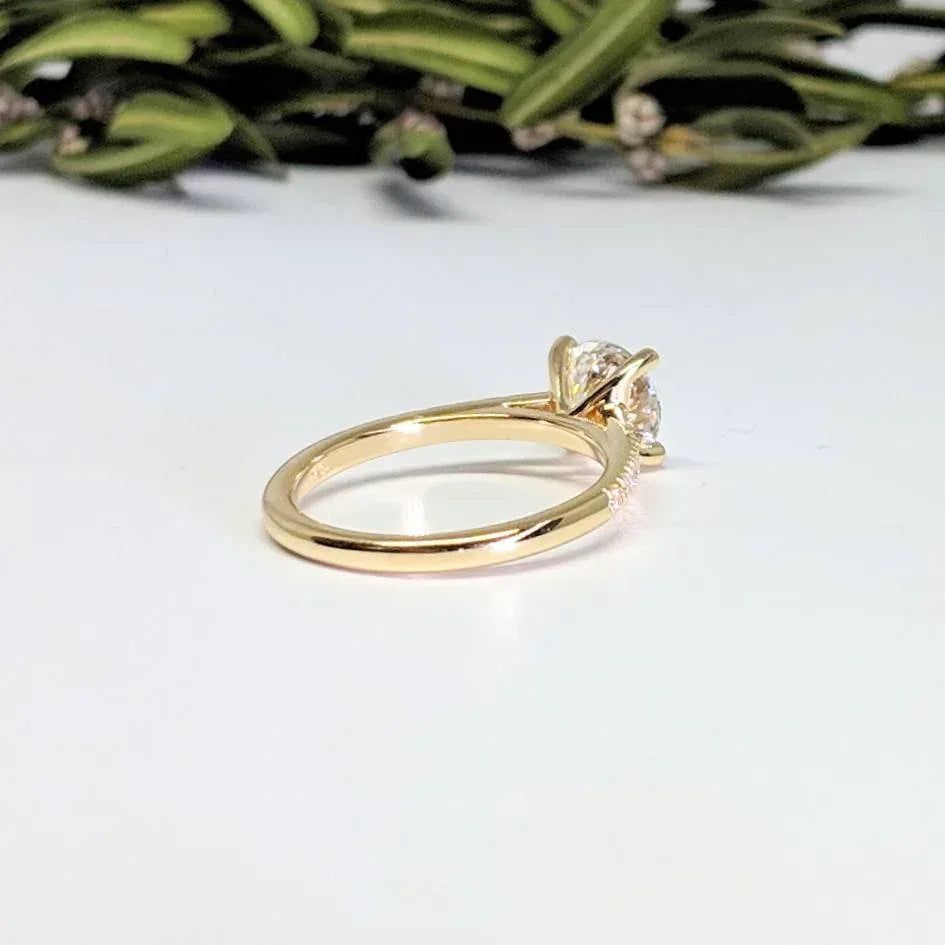 Classic Solitaire with Pave Diamond Shank