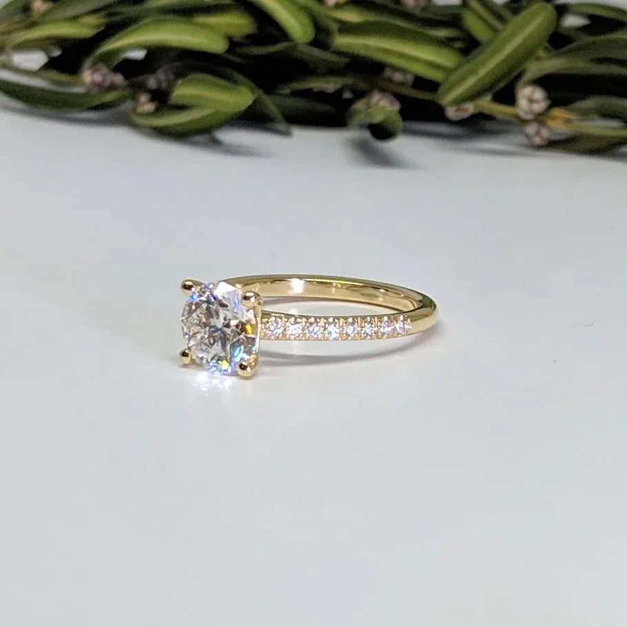 Classic Solitaire with Pave Diamond Shank