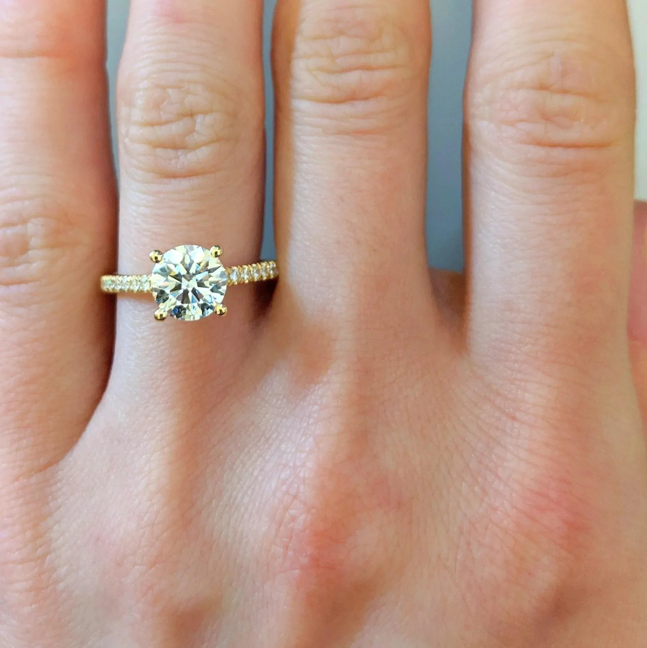 Classic Solitaire with Pave Diamond Shank