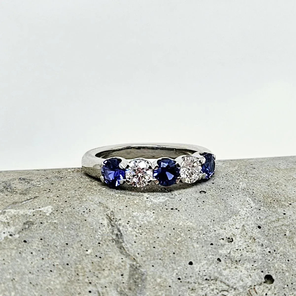 Platinum Diamond and Sapphire Ring